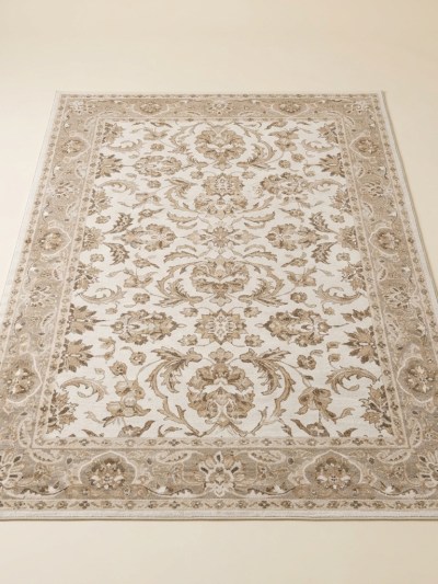 Tapis de Salon Classique à Motifs Orientaux Beige et Crème