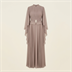 Robe de Soirée Longue Plissée avec Cape et Broche - Beige 