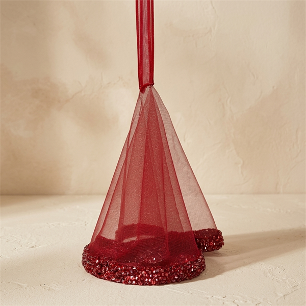 Mouchoir de Danse Halay Rouge avec Perles