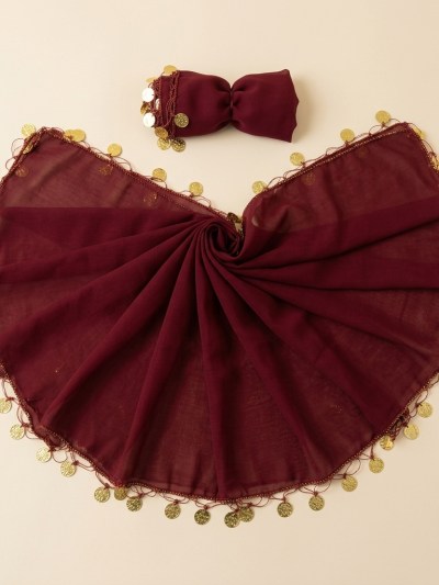 Foulard Traditionnel Bordeaux à Pièces Dorées