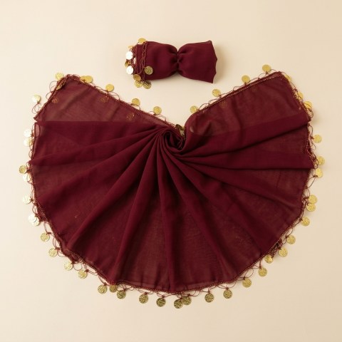 Foulard Traditionnel Bordeaux à Pièces Dorées