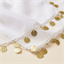 Lot de 10 Mouchoirs de Danse pour Henné et Mariage avec Pièces Dorées - Blanc