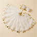Lot de 10 Mouchoirs de Danse pour Henné et Mariage avec Pièces Dorées - Blanc