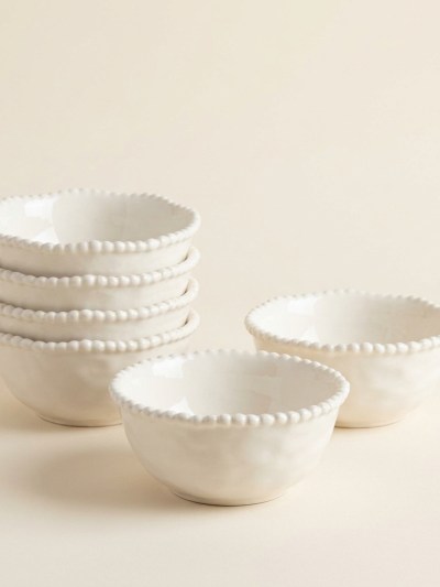 Almina Pearly Lot de 6 Bols à Céréales en Porcelaine