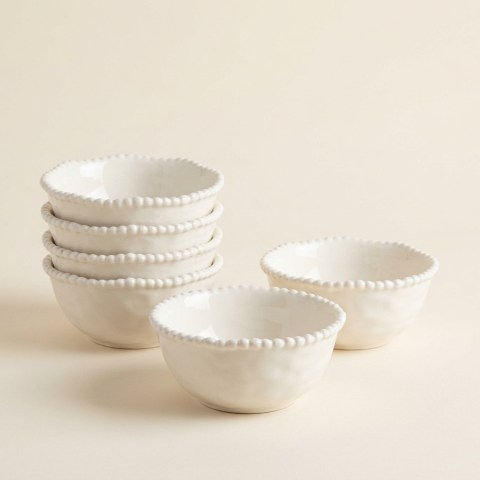 Almina Pearly Lot de 6 Bols à Céréales en Porcelaine