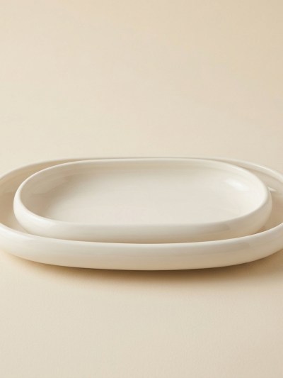 Lot de 2 Plats de Service Ovales en Porcelaine Almina Belicia