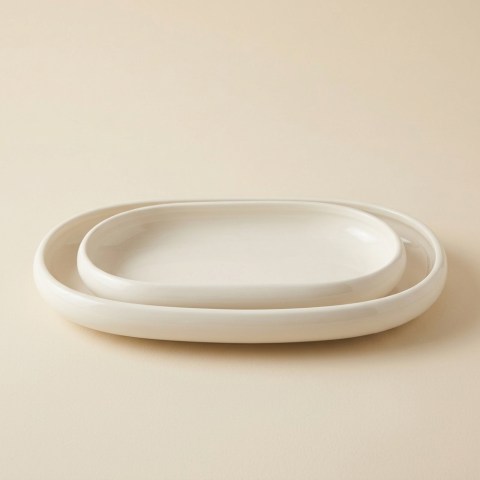 Lot de 2 Plats de Service Ovales en Porcelaine Almina Belicia