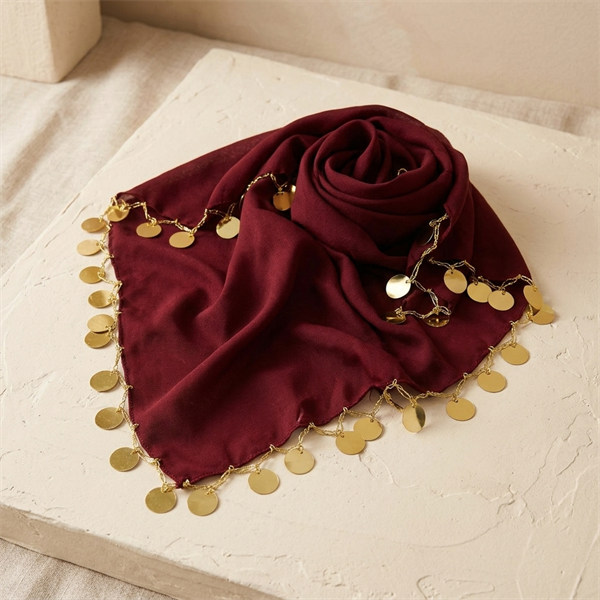 Mouchoir de Danse Traditionnel avec Sequins Dorés