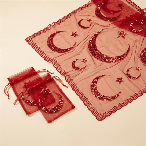 Parure Voile et Gants de Henné Rouge à Paillettes
