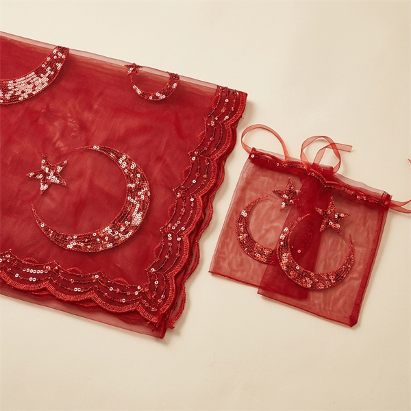 Parure Voile et Gants de Henné Rouge à Paillettes