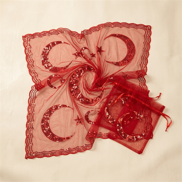 Parure Voile et Gants de Henné Rouge à Paillettes