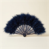 Éventail de Soirée en Dentelle et Plumes Bleu Nuit