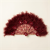 Éventail de Cérémonie en Dentelle et Plumes Bordeaux