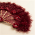Éventail de Cérémonie en Dentelle et Plumes Bordeaux