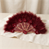 Éventail de Cérémonie en Dentelle et Plumes Bordeaux