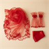 Ensemble Voile de Henné Rouge avec Gants et Ceinture Brodée