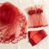 Ensemble Voile de Henné Rouge avec Gants et Ceinture Brodée