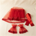 Ensemble Voile de Henné Rouge avec Gants et Ceinture