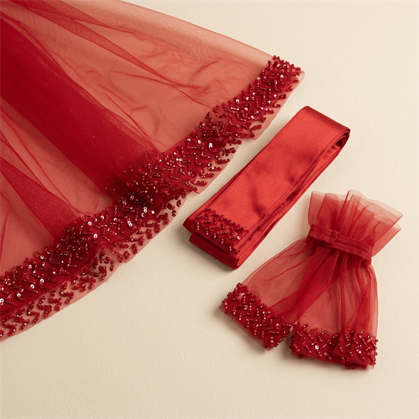 Ensemble Voile de Henné Rouge avec Gants et Ceinture