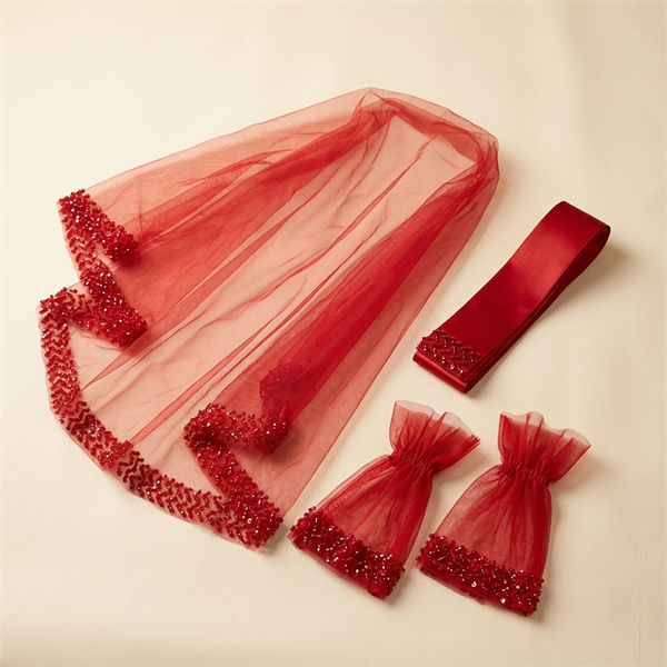 Ensemble Voile de Henné Rouge avec Gants et Ceinture