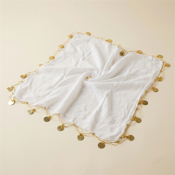 Mouchoir de Danse Halay Blanc avec Pièces Dorées