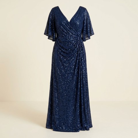 Robe de Soirée Longue à Paillettes Bleu Marine