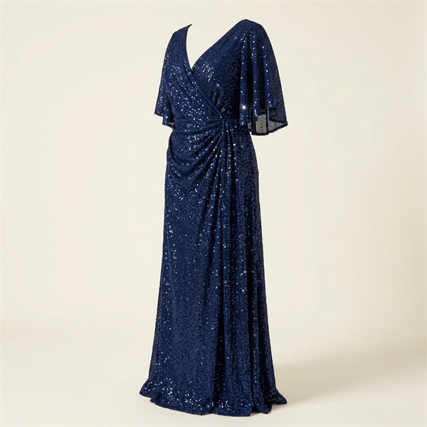 Robe de Soirée Longue à Paillettes Bleu Marine
