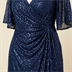 Robe de Soirée Longue à Paillettes Bleu Marine