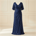 Robe de Soirée Longue à Paillettes Bleu Marine