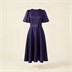 Robe de Soirée Midi Évasée avec Ceinture - Violette