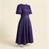 Robe de Soirée Midi Évasée avec Ceinture - Violette