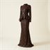 Robe de Soirée Longue Peplum à Paillettes Marron