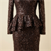 Robe de Soirée Longue Peplum à Paillettes Marron