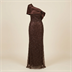 Robe de Soirée Longue Asymétrique à Paillettes Marron Chocolat