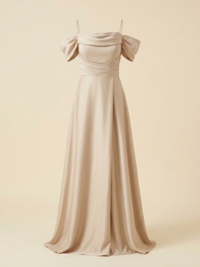 Robe de Soirée Longue Épaules Dénudées Champagne