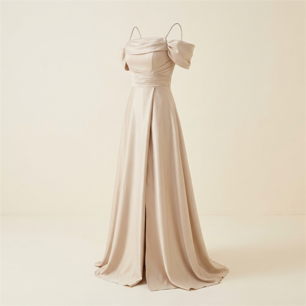Robe de Soirée Longue Épaules Dénudées Champagne