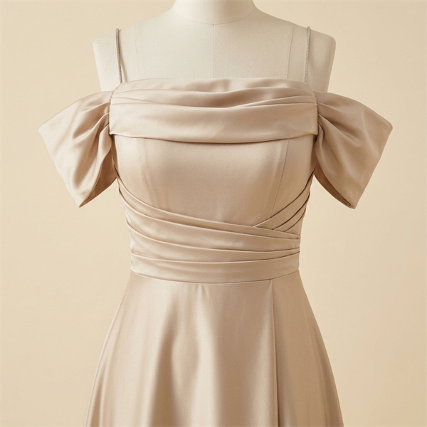 Robe de Soirée Longue Épaules Dénudées Champagne