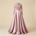 Robe de Soirée Longue en Satin Rose Poudré avec Buste Pailleté