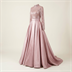 Robe de Soirée Longue en Satin Rose Poudré avec Buste Pailleté