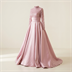 Robe de Soirée Longue en Satin Rose Poudré avec Buste Pailleté