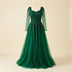 Robe de Soirée Longue en Tulle Vert Émeraude à Perles