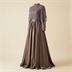 Robe de Soirée Longue avec Cape Perlée à Franges