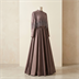 Robe de Soirée Longue avec Cape Perlée à Franges