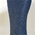 Robe de Soirée Longue Scintillante à Manches Longues Kenzel - Bleu