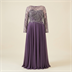 Robe de Soirée Longue Grande Taille Brodée de Paillettes - Mauve