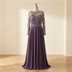 Robe de Soirée Longue Grande Taille Brodée de Paillettes - Mauve