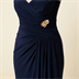 Robe de soirée longue drapée à fente - Bleu marine