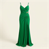 Robe de Soirée Longue Drapée Verte à Fente