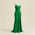 Robe de Soirée Longue Drapée Verte à Fente