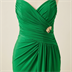Robe de Soirée Longue Drapée Verte à Fente